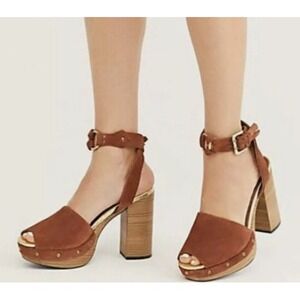 Free People Shoes Size 10 41 Justine Distress Suede Platform Block Heel Sandal